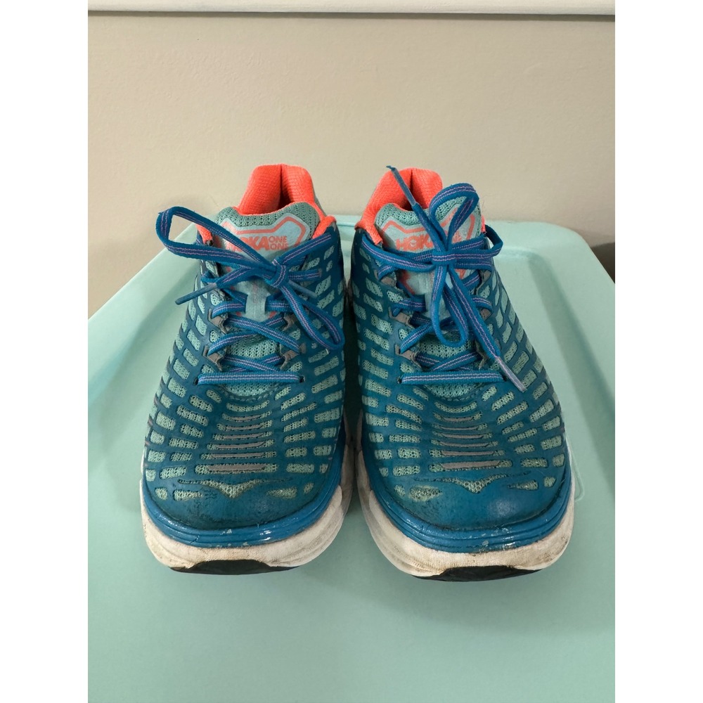 Hoka One One Vanquish 3 Blue Coral Orange Running Shoes 1014792â BRNC Womens 8.5